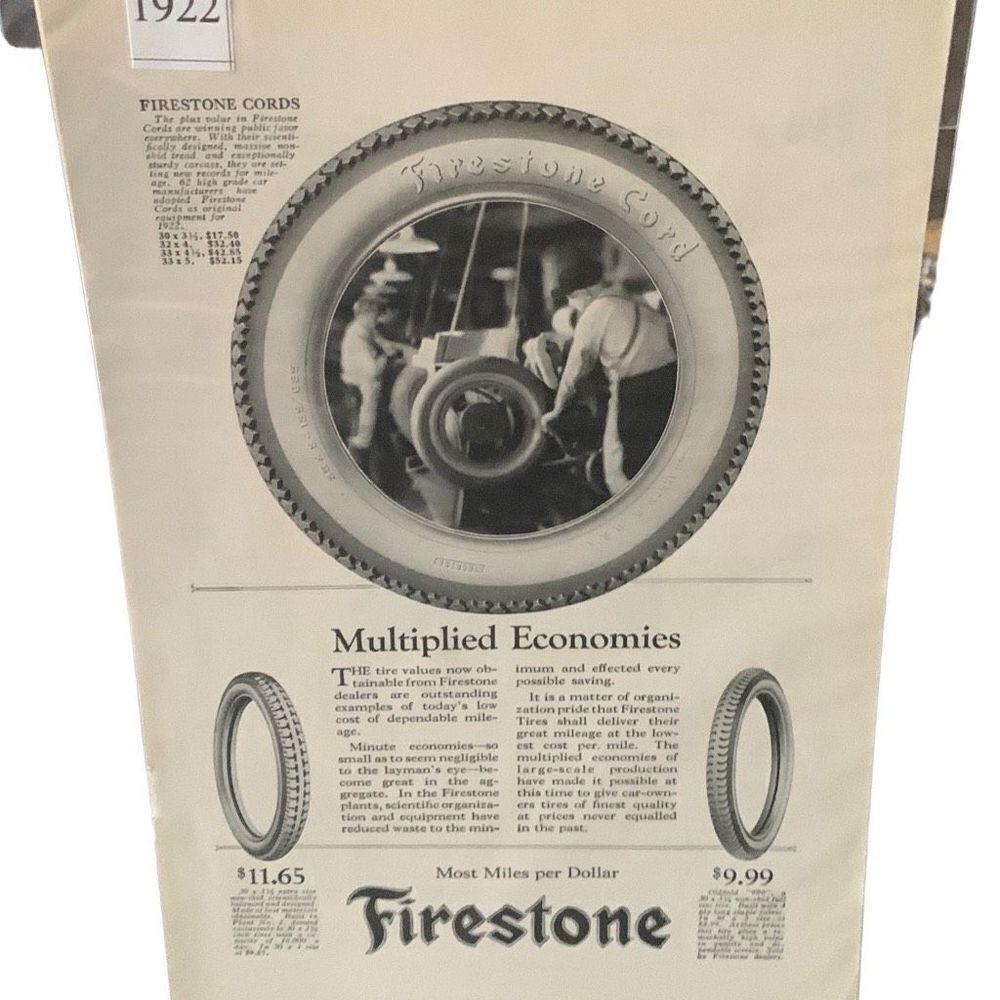 Vintage 1922 Firestone Multiplied Economies Ad Advertisement